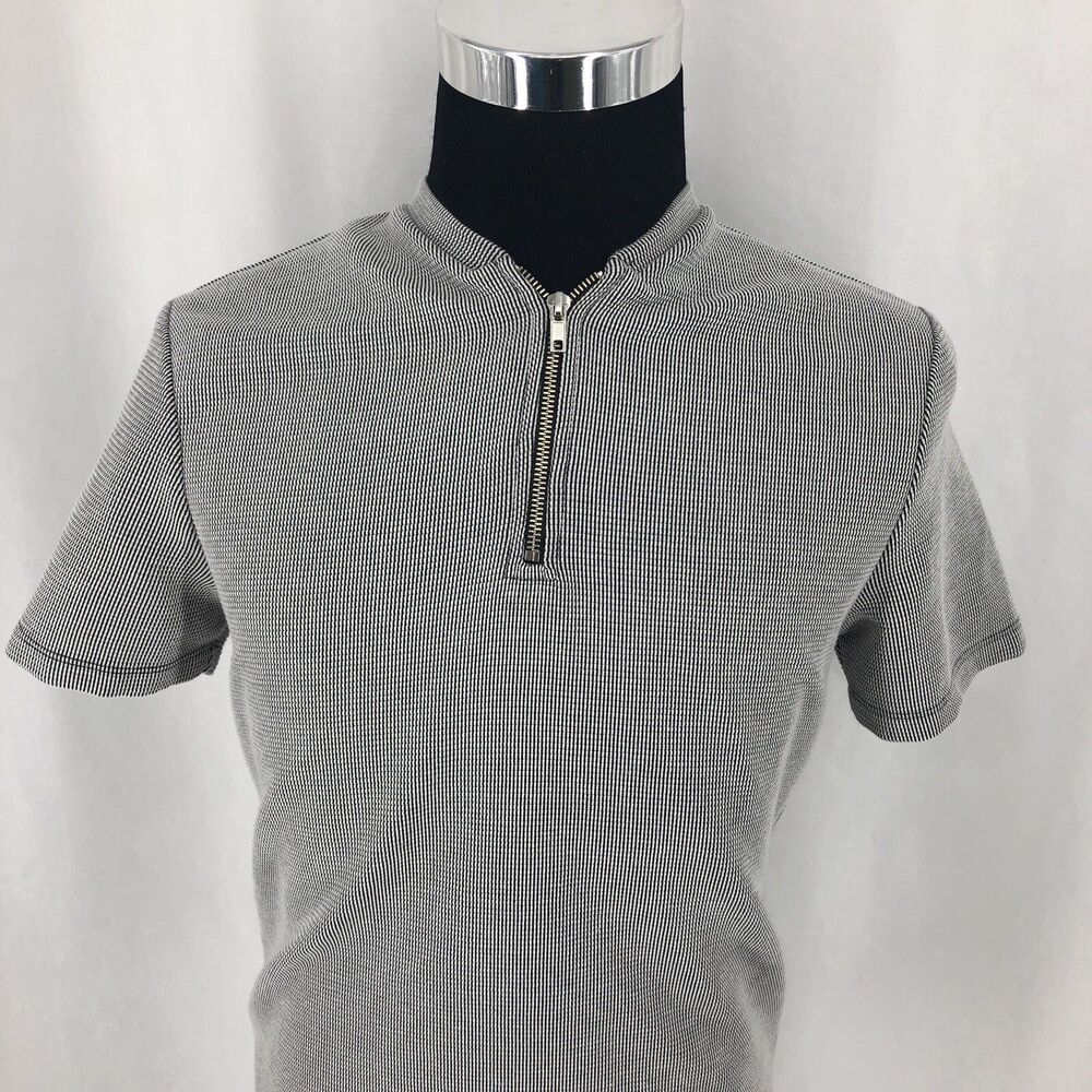 Asos Gray Black 1/4 Zip Knit Short Sleeve Shirt Small